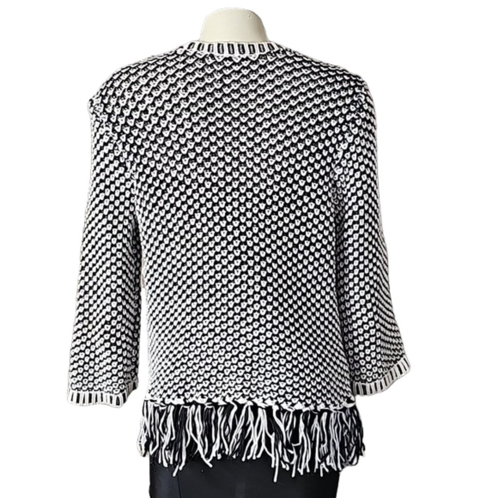Chico's crochet Cardigan fringes honeycomb pattern Chico's Size 1 US size UA 8/M - Picture 3 of 13
